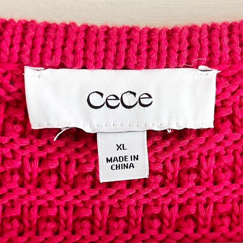 CeCe Lurex Textured Chunky Knit Button Cardigan Sweater - Picture 3 of 4